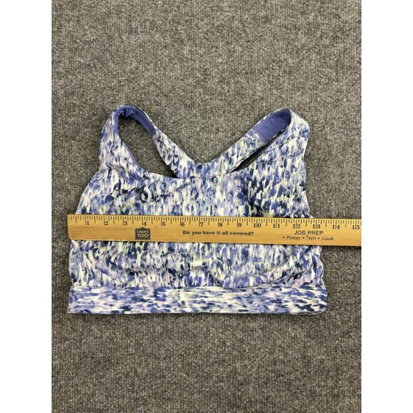 Athleta Sports Bra Womens Small Blue Geometric Racerback Removable Pads Yoga - Picture 2 of 6